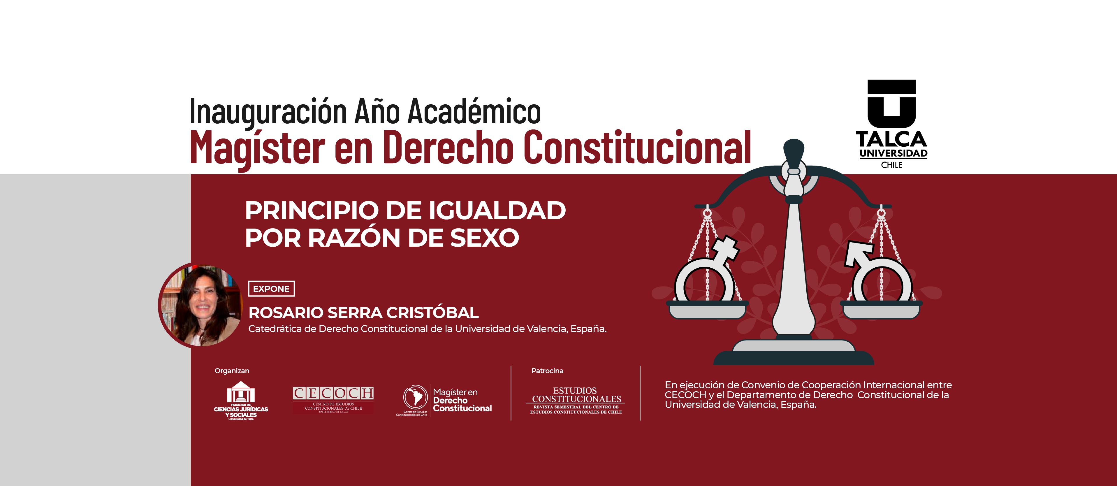 Inauguración Año Académico Magíster en Derecho Constitucional: “Principios  de igualdad por razón de sexo” ONLINE - Inicio